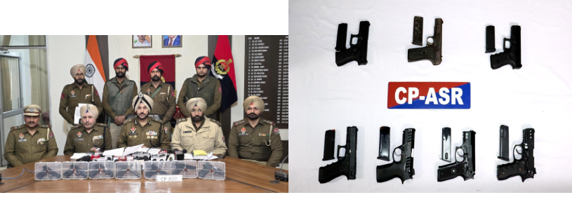 ਅੰਮ੍ਰਿਤਸਰ ਵਿੱਚ ਸਰਹੱਦ ਪਾਰੋਂ ਚੱਲ ਰਹੇ ਹਥਿਆਰ ਤਸਕਰੀ ਨੈੱਟਵਰਕ ਦੇ ਦੋ ਕਾਰਕੁਨ 7 ਪਿਸਤੌਲਾਂ ਸਮੇਤ ਕਾਬੂ